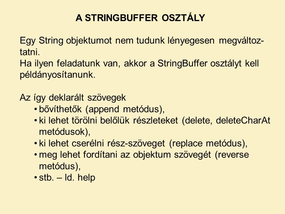 A STRINGBUFFER OSZTÁLY