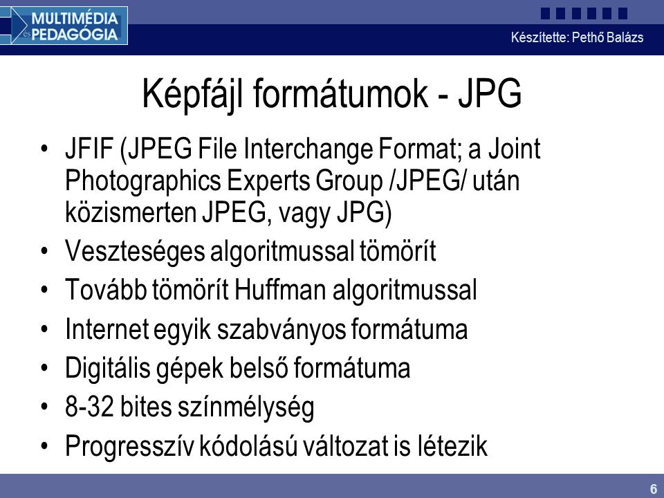 Képfájl formátumok - JPG
