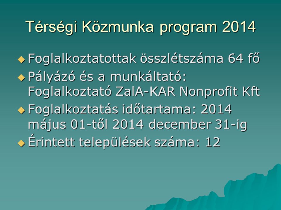 Térségi Közmunka program 2014
