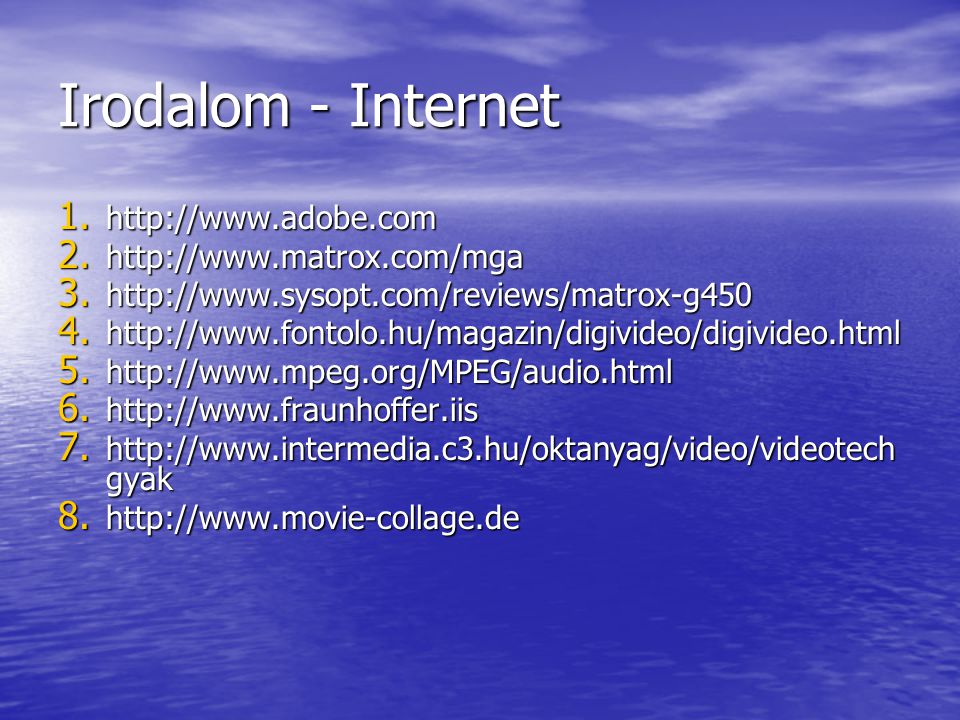 Irodalom - Internet