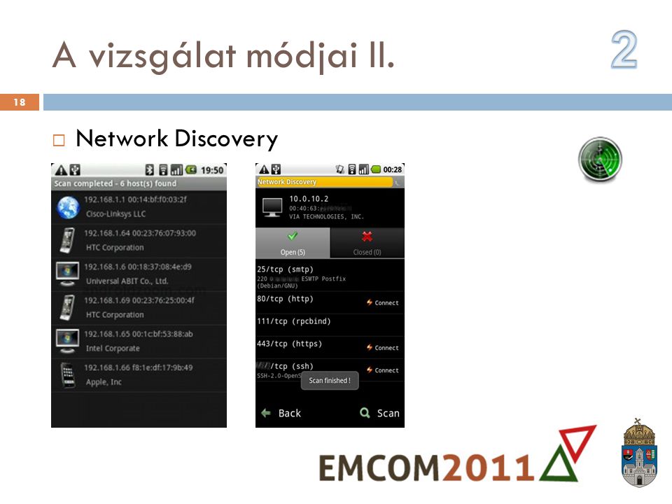 A vizsgálat módjai II. 2 Network Discovery