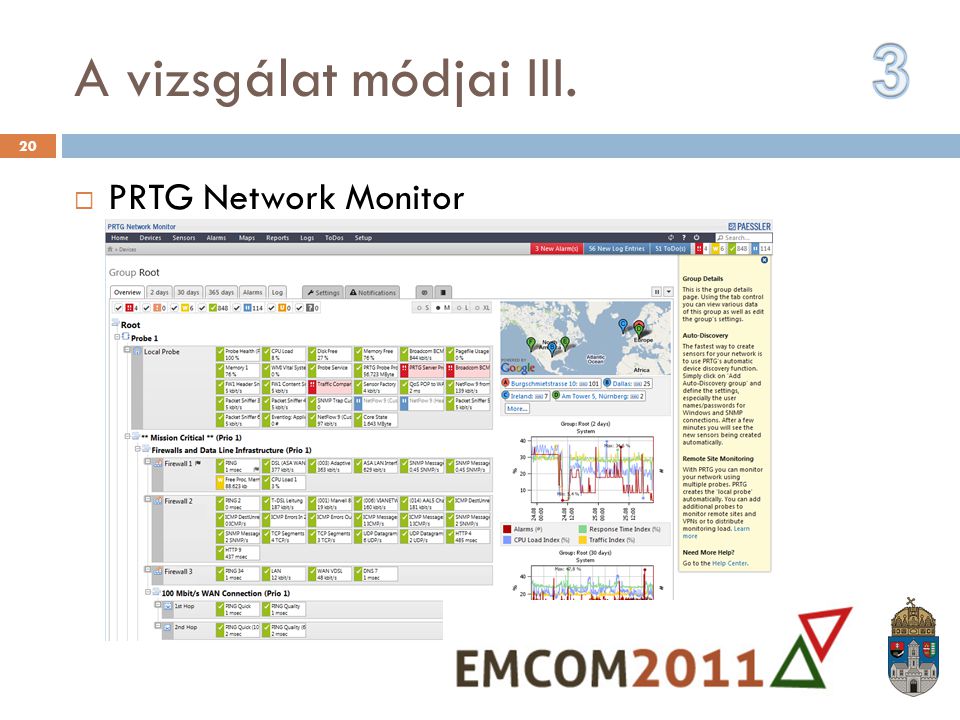 A vizsgálat módjai III. 3 PRTG Network Monitor