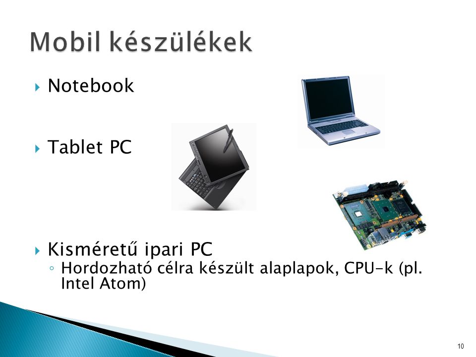 Mobil készülékek Notebook Tablet PC Kisméretű ipari PC