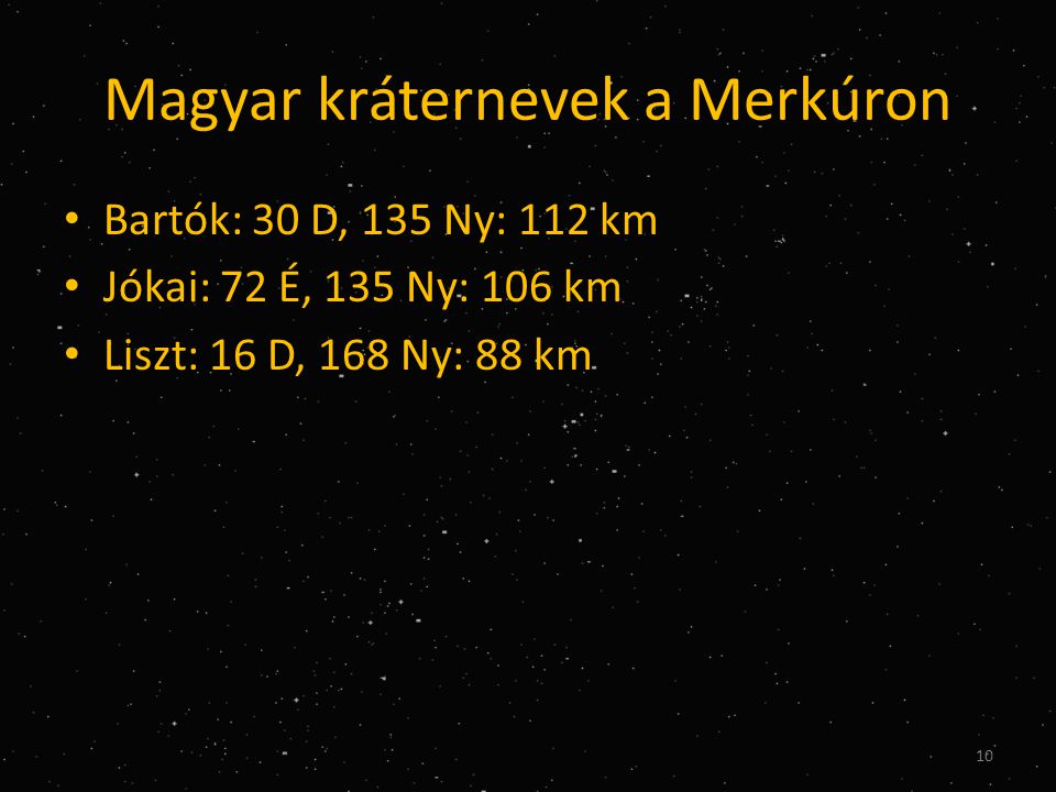 Magyar kráternevek a Merkúron