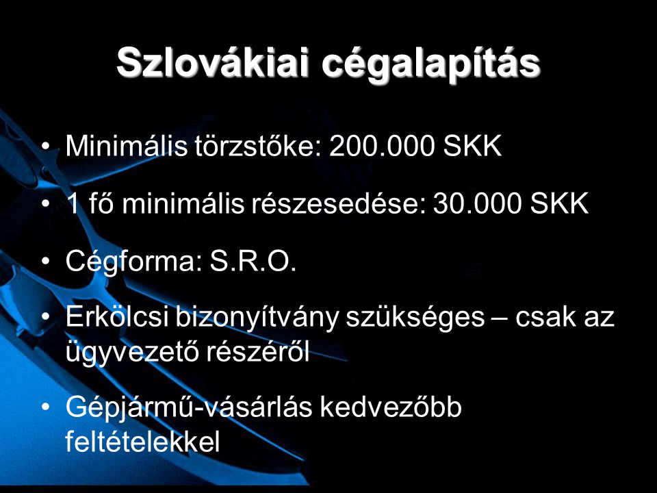 Szlovákiai cégalapítás