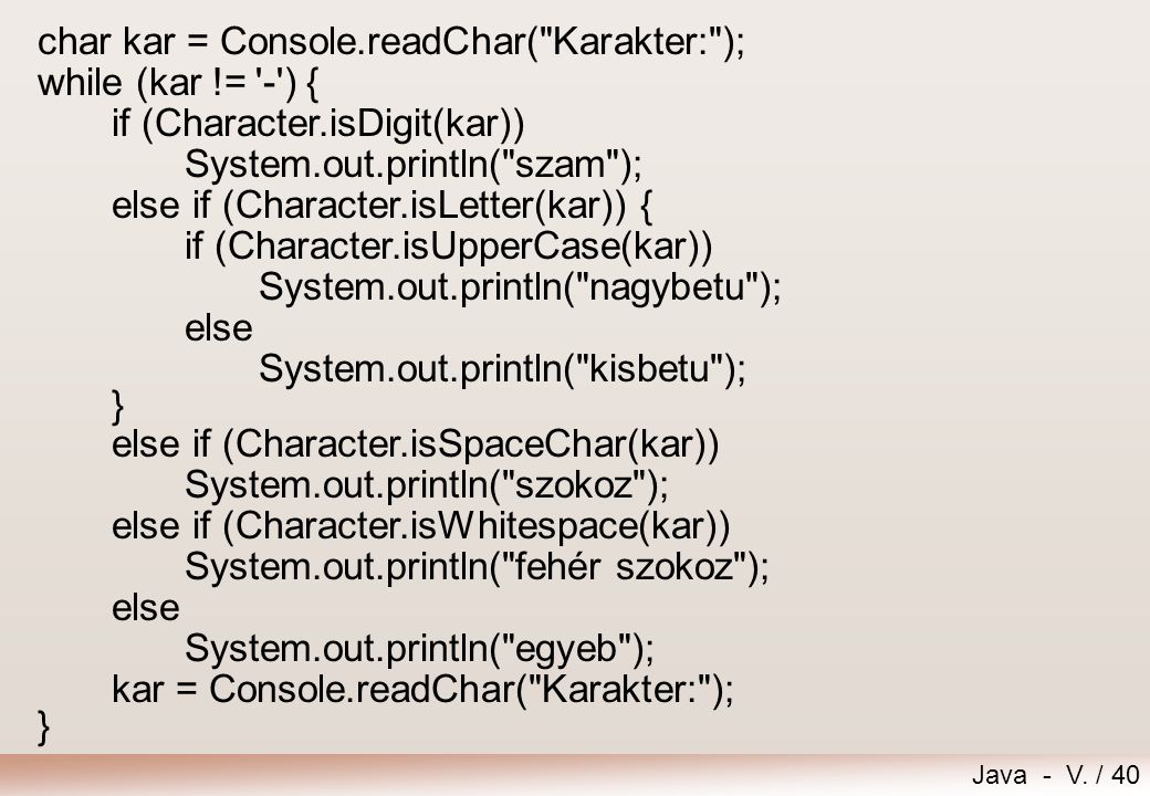 char kar = Console.readChar( Karakter: );