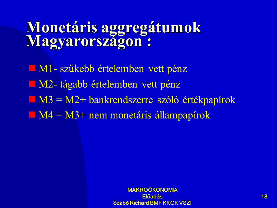 Monetáris aggregátumok Magyarországon :