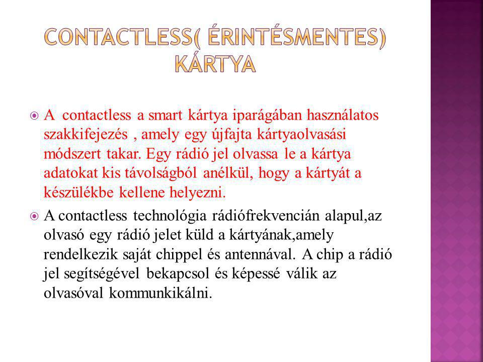 Contactless( érintésmentes) kártya