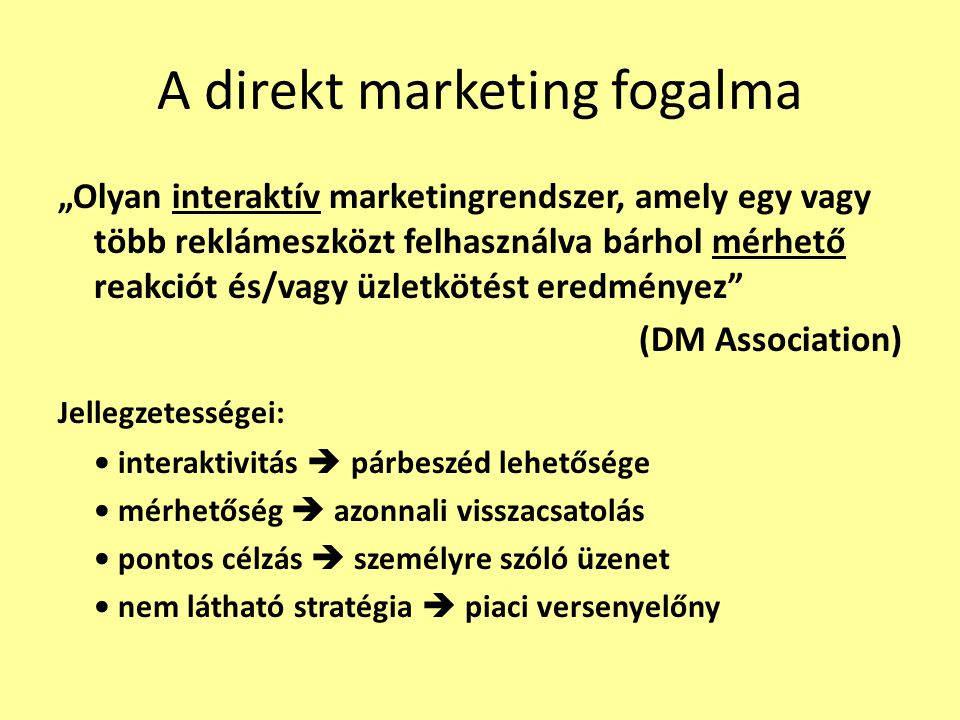 A direkt marketing fogalma