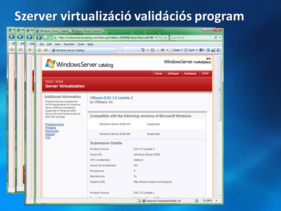 Szerver virtualizáció validációs program