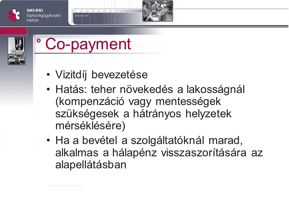 Co-payment Vizitdíj bevezetése