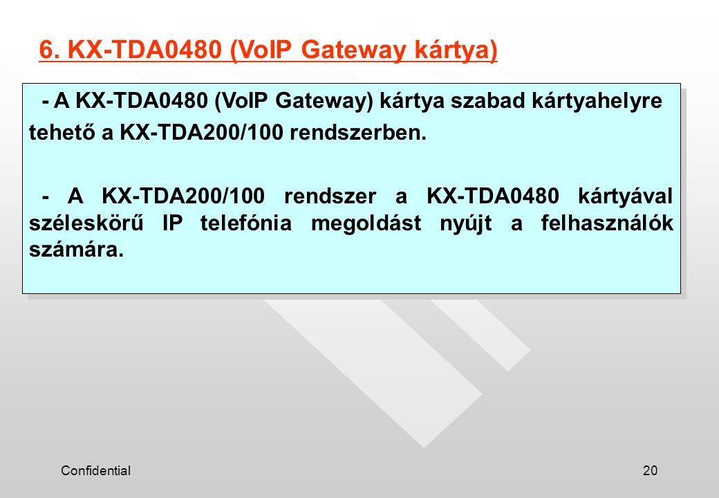 6. KX-TDA0480 (VoIP Gateway kártya)