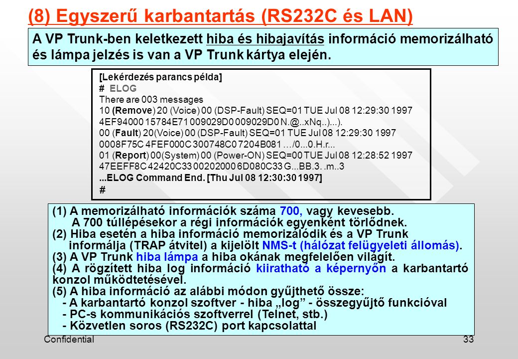 (8) Egyszerű karbantartás (RS232C és LAN)