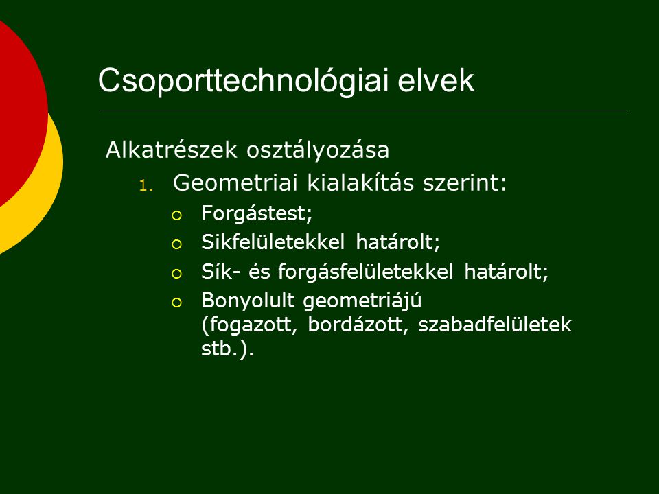 Csoporttechnológiai elvek