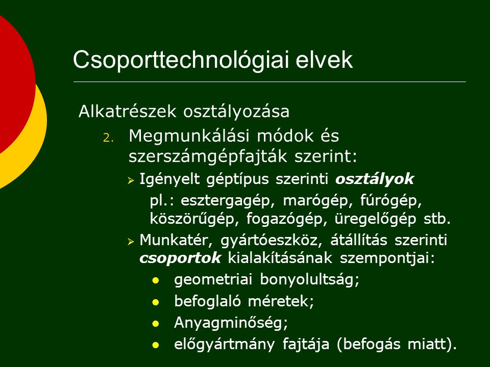 Csoporttechnológiai elvek