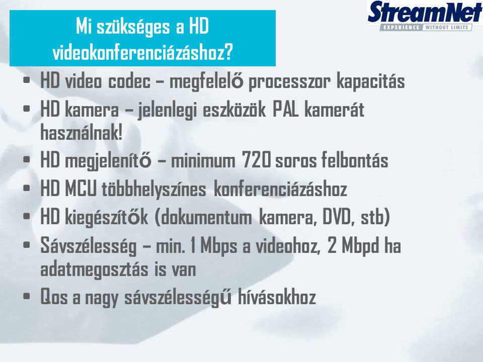 Mi szükséges a HD videokonferenciázáshoz