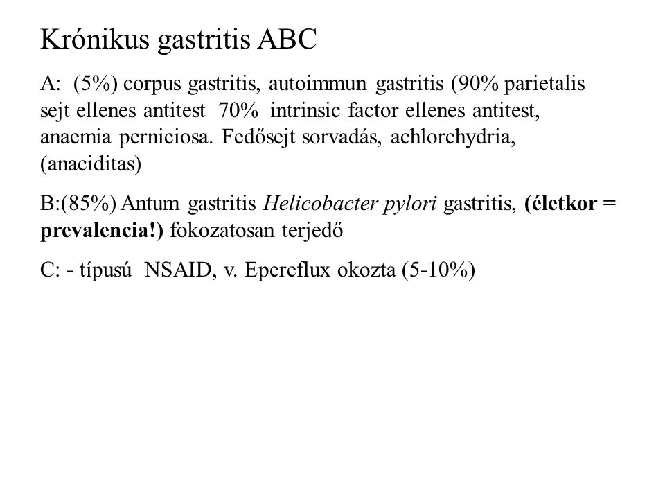 Krónikus gastritis ABC