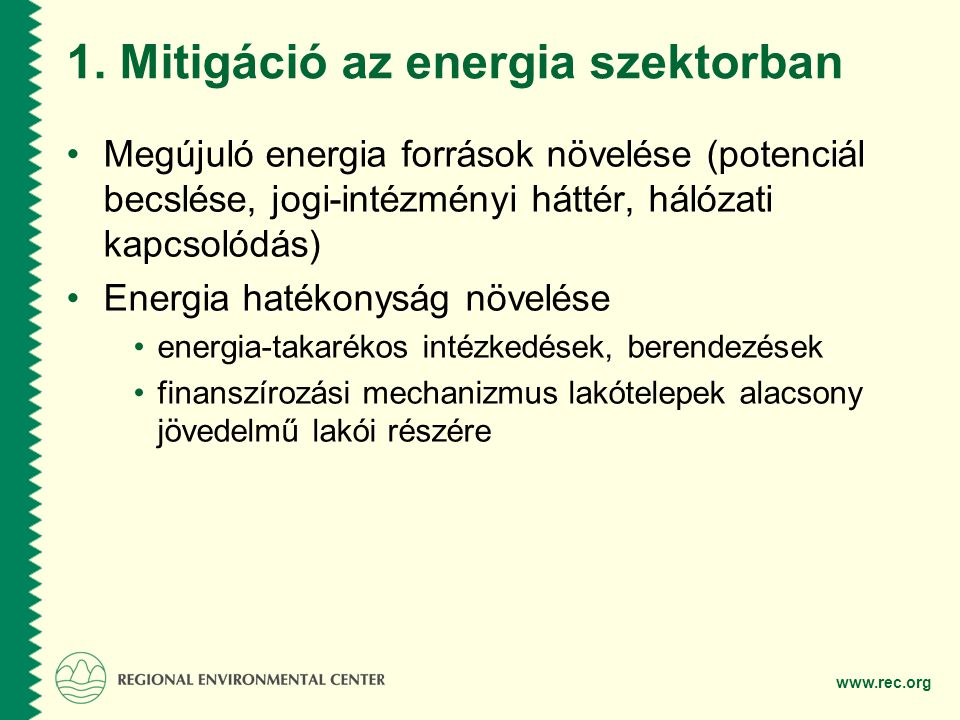 1. Mitigáció az energia szektorban