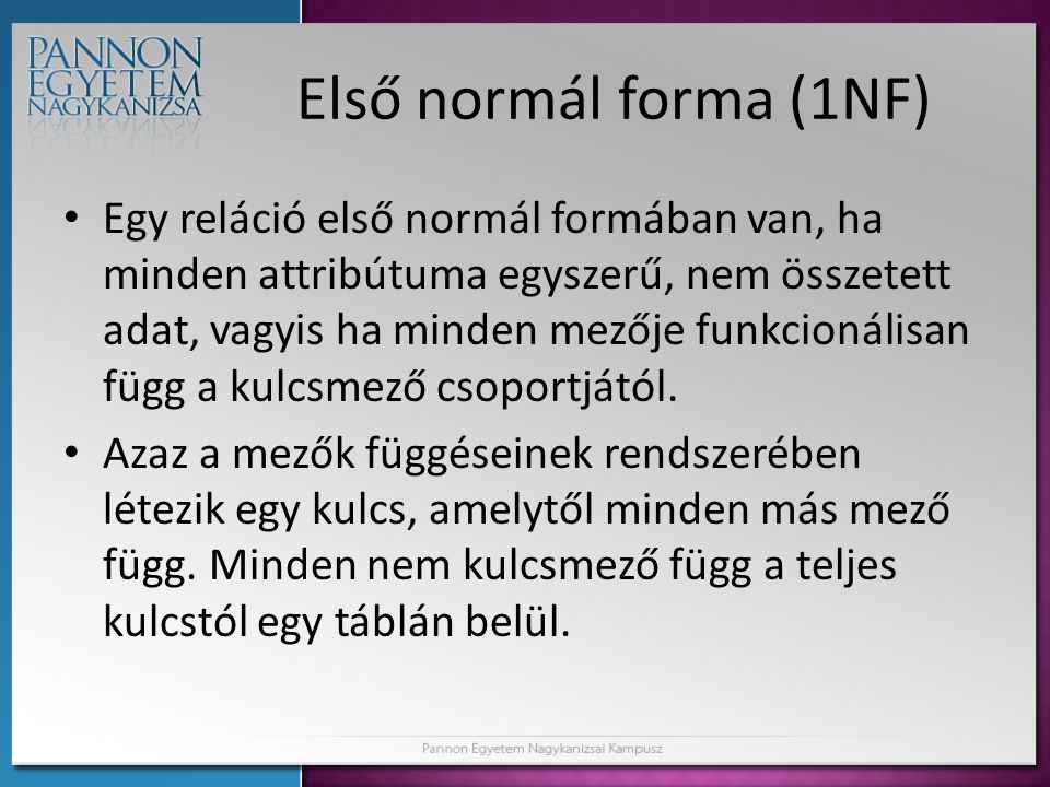 Első normál forma (1NF)