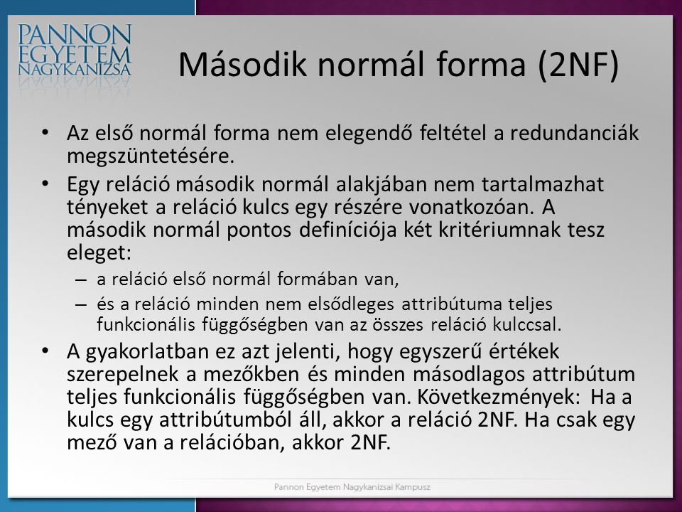 Második normál forma (2NF)