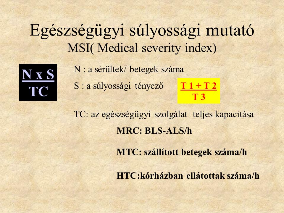 Egészségügyi súlyossági mutató MSI( Medical severity index)