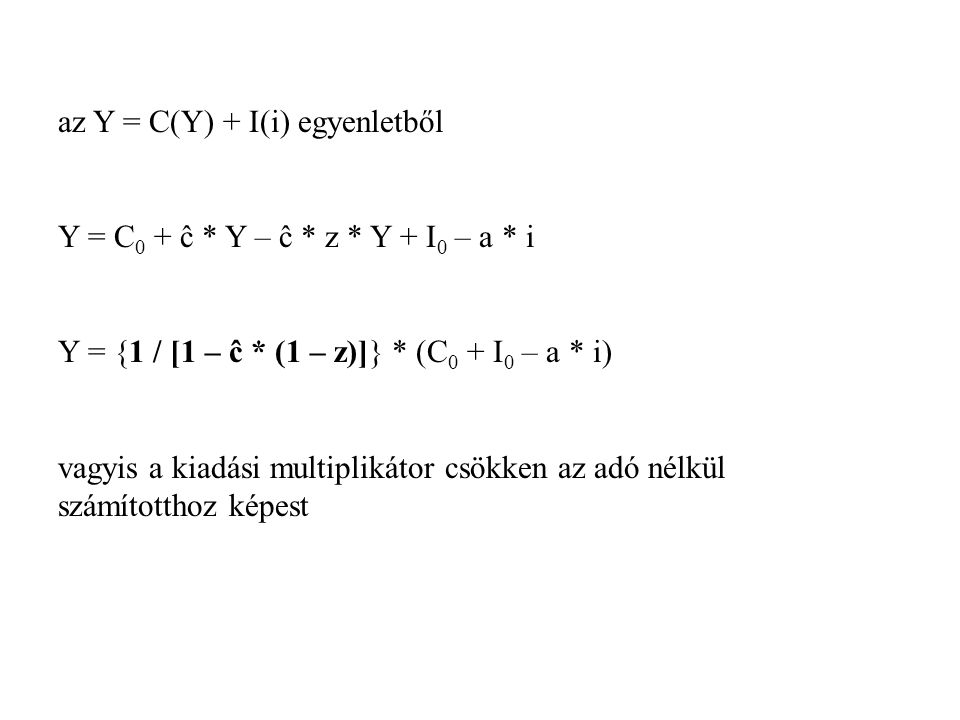az Y = C(Y) + I(i) egyenletből