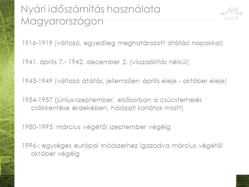 Nyári időszámítás használata Magyarországon