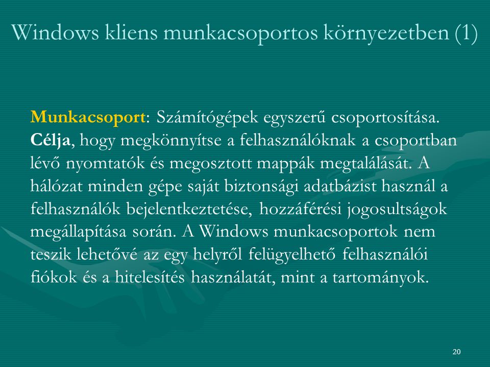 Windows kliens munkacsoportos környezetben (1)