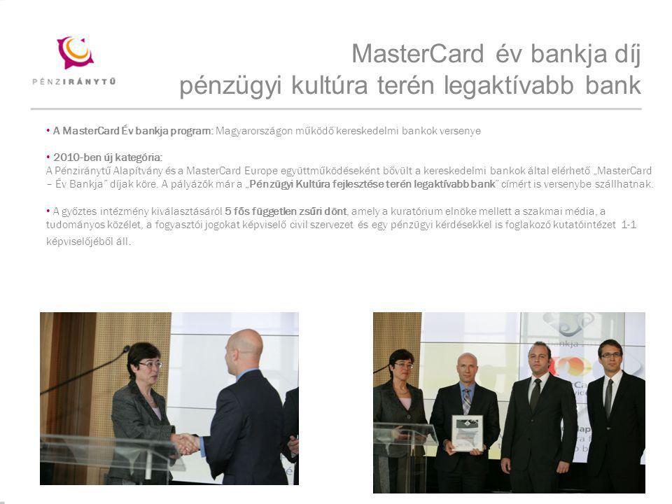 MasterCard év bankja díj pénzügyi kultúra terén legaktívabb bank