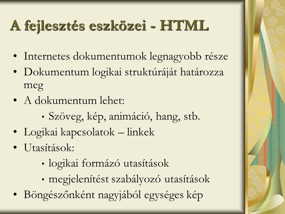A fejlesztés eszközei - HTML