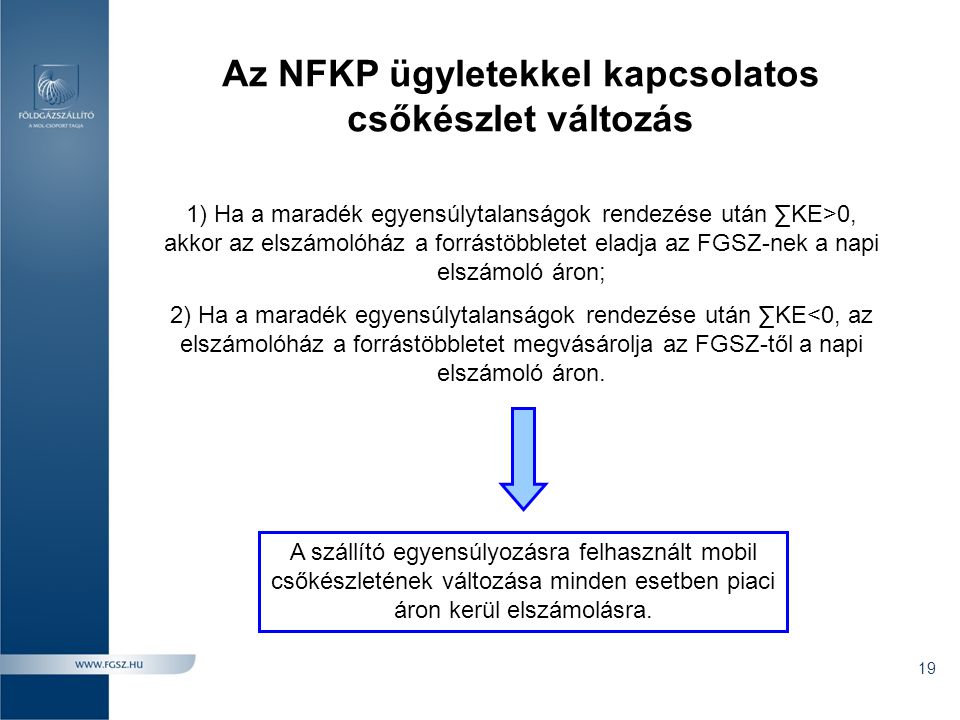 Az NFKP ügyletekkel kapcsolatos csőkészlet változás