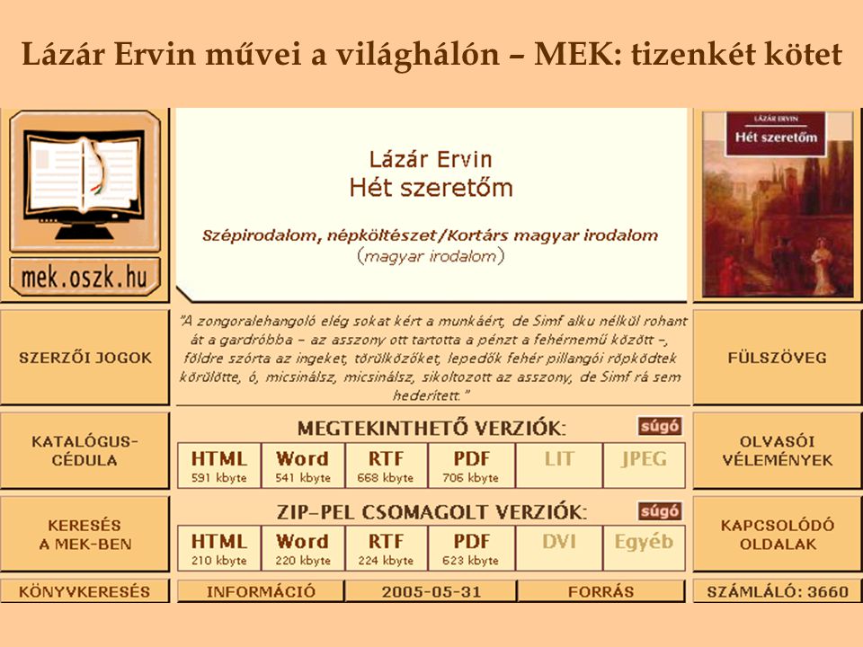 Lázár Ervin művei a világhálón – MEK: tizenkét kötet