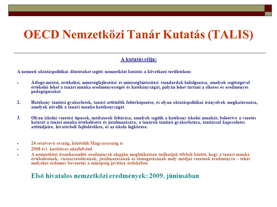 OECD Nemzetközi Tanár Kutatás (TALIS)