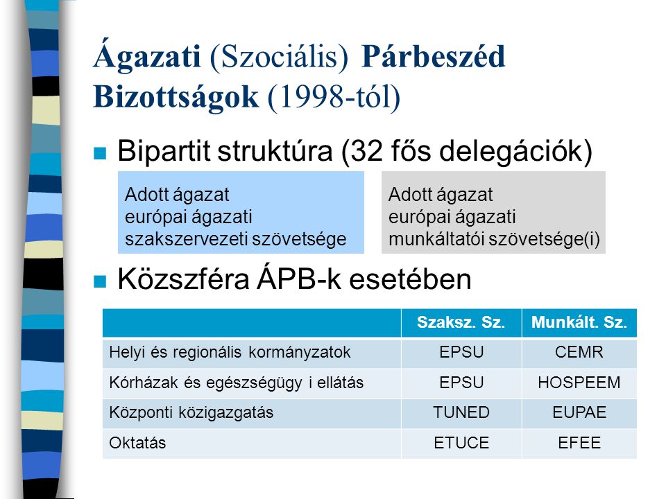 Ágazati (Szociális) Párbeszéd Bizottságok (1998-tól)