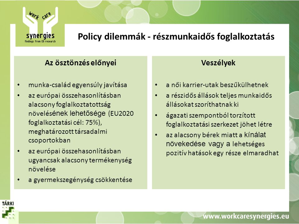Policy dilemmák - részmunkaidős foglalkoztatás