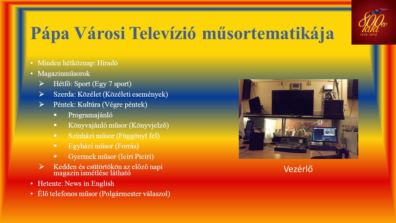 Pápa Városi Televízió műsortematikája