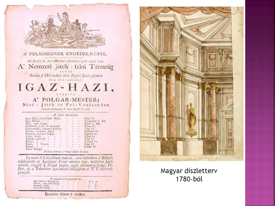 Magyar díszletterv 1780-ból