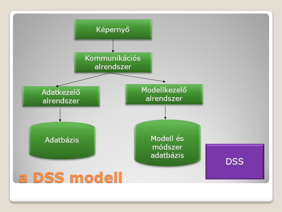 a DSS modell DSS Képernyő Kommunikációs alrendszer