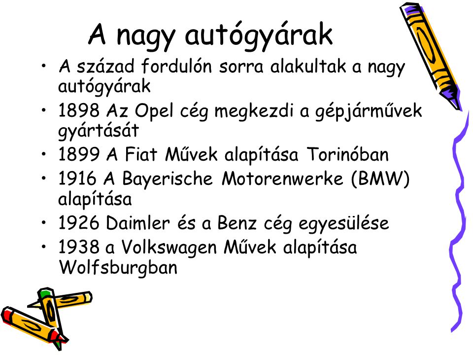 Az autógyártás története ppt