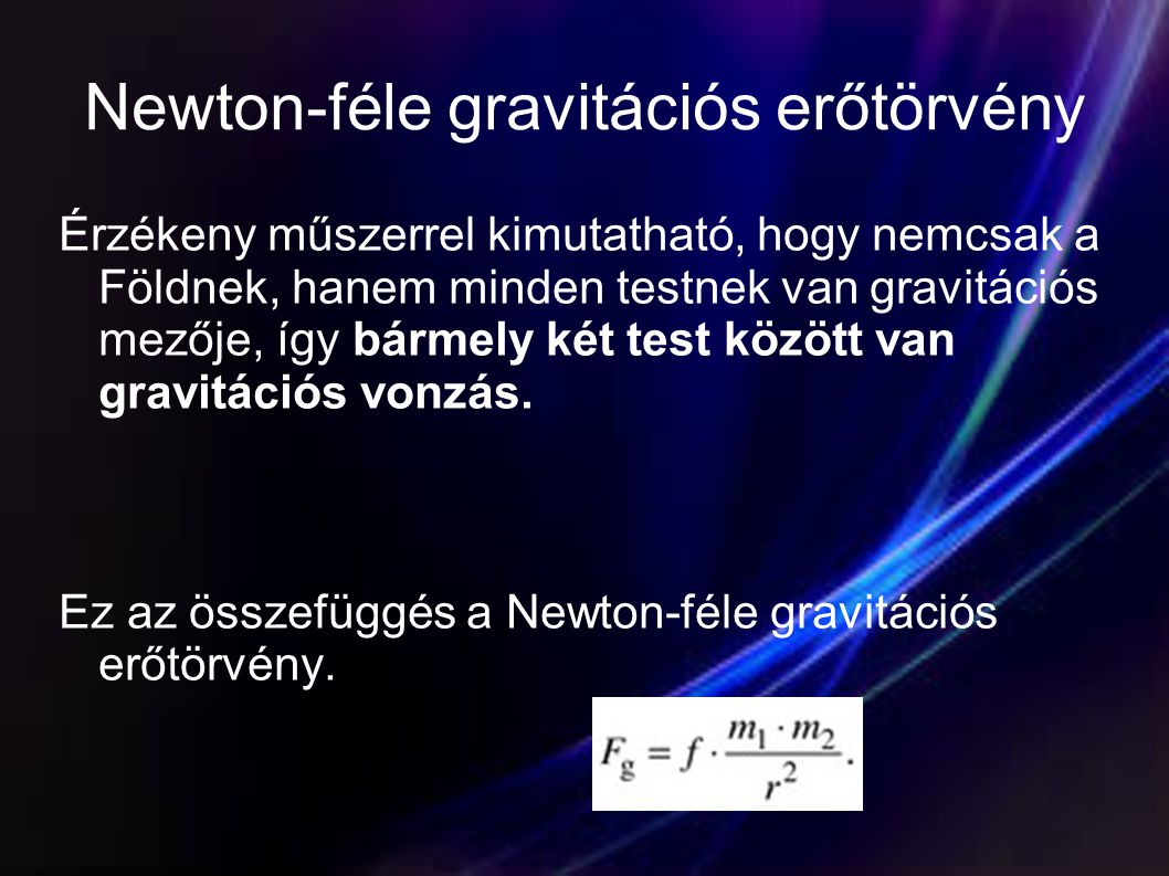 Newton-féle gravitációs erőtörvény