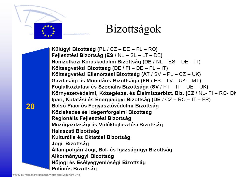 Bizottságok 20 Külügyi Bizottság (PL / CZ – DE – PL – RO)
