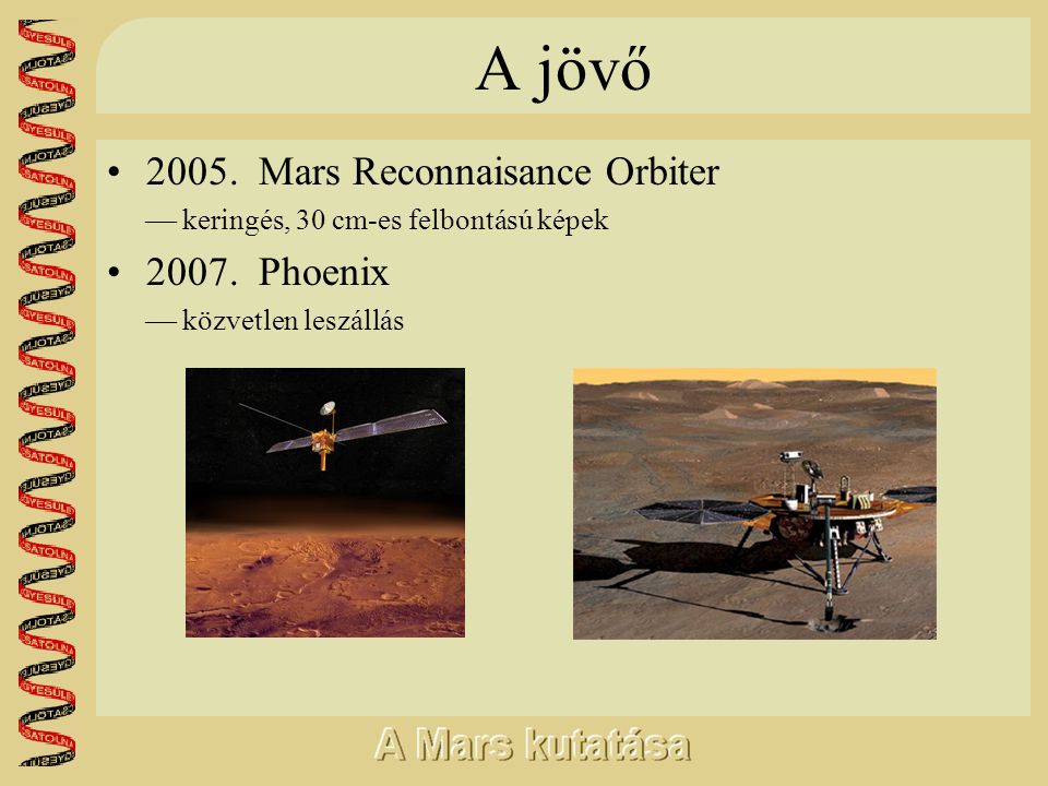 A jövő Mars Reconnaisance Orbiter Phoenix