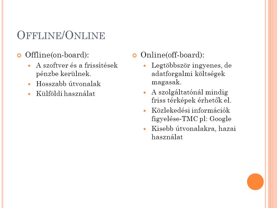 Offline/Online Offline(on-board): Online(off-board):