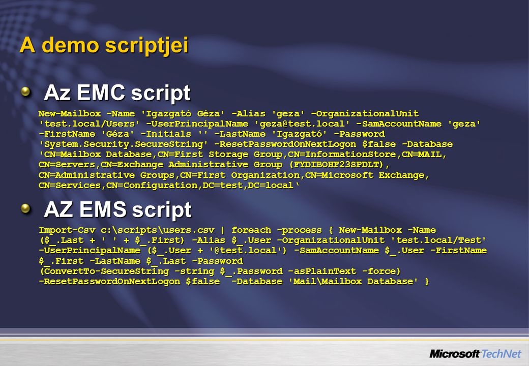 A demo scriptjei Az EMC script AZ EMS script