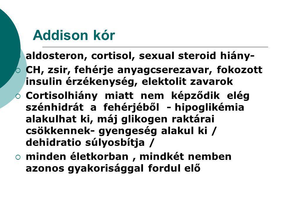Addison kór aldosteron, cortisol, sexual steroid hiány-