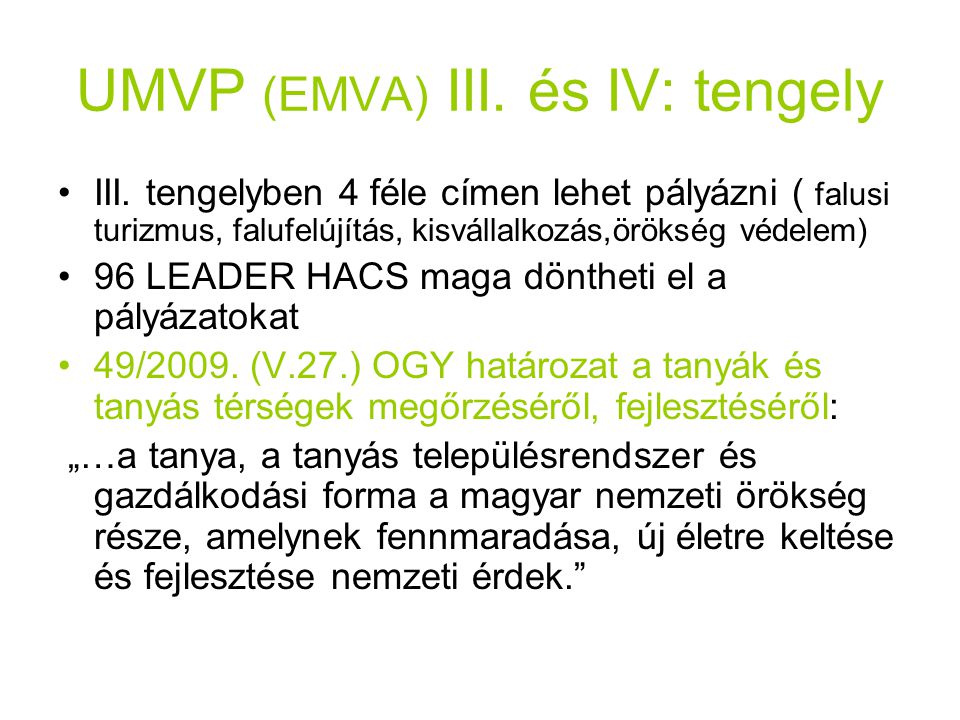 UMVP (EMVA) III. és IV: tengely