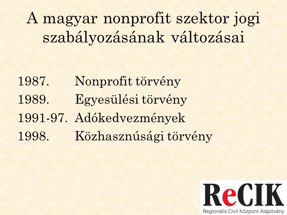 A magyar nonprofit szektor jogi szabályozásának változásai