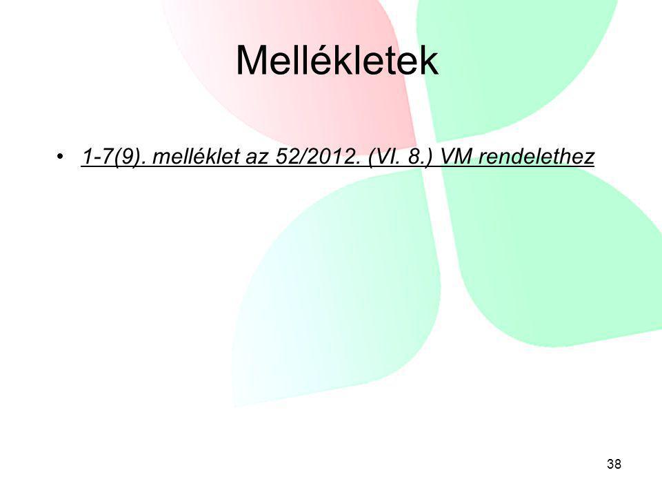 Mellékletek 1-7(9). melléklet az 52/2012. (VI. 8.) VM rendelethez