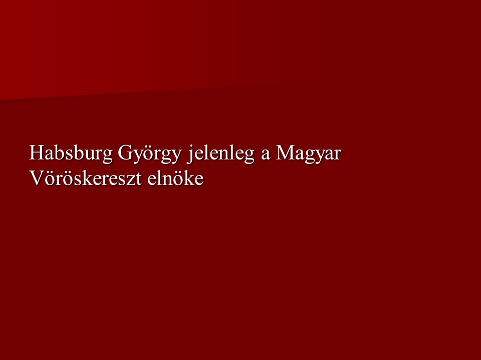 Habsburg György jelenleg a Magyar Vöröskereszt elnöke