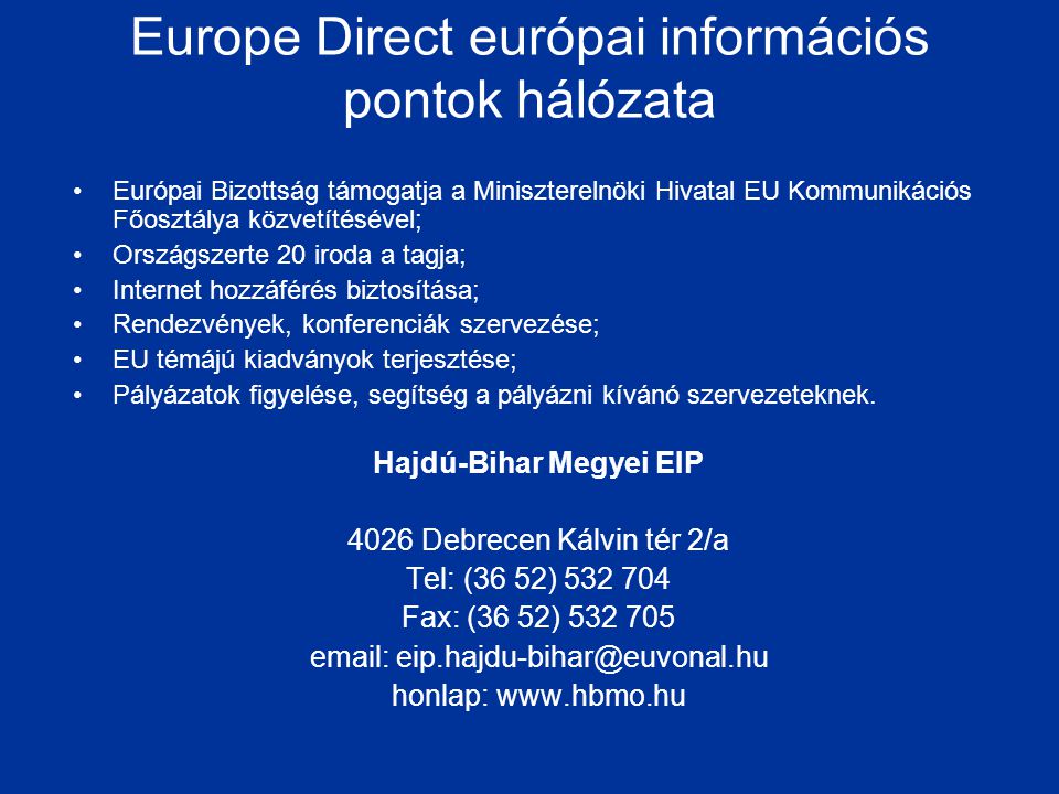 Europe Direct európai információs pontok hálózata